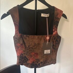 House of CB Brown and Red Animal Print Blouse